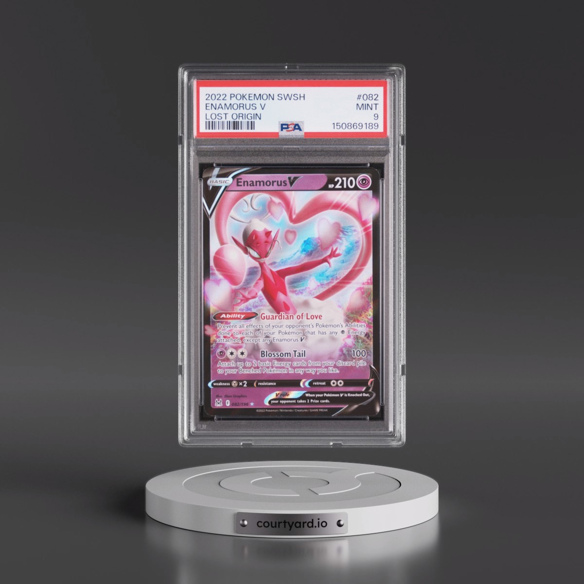 2022 Pokémon Sword & Shield Lost Origin #082 Enamorus V - Holo (PSA 9 MINT)