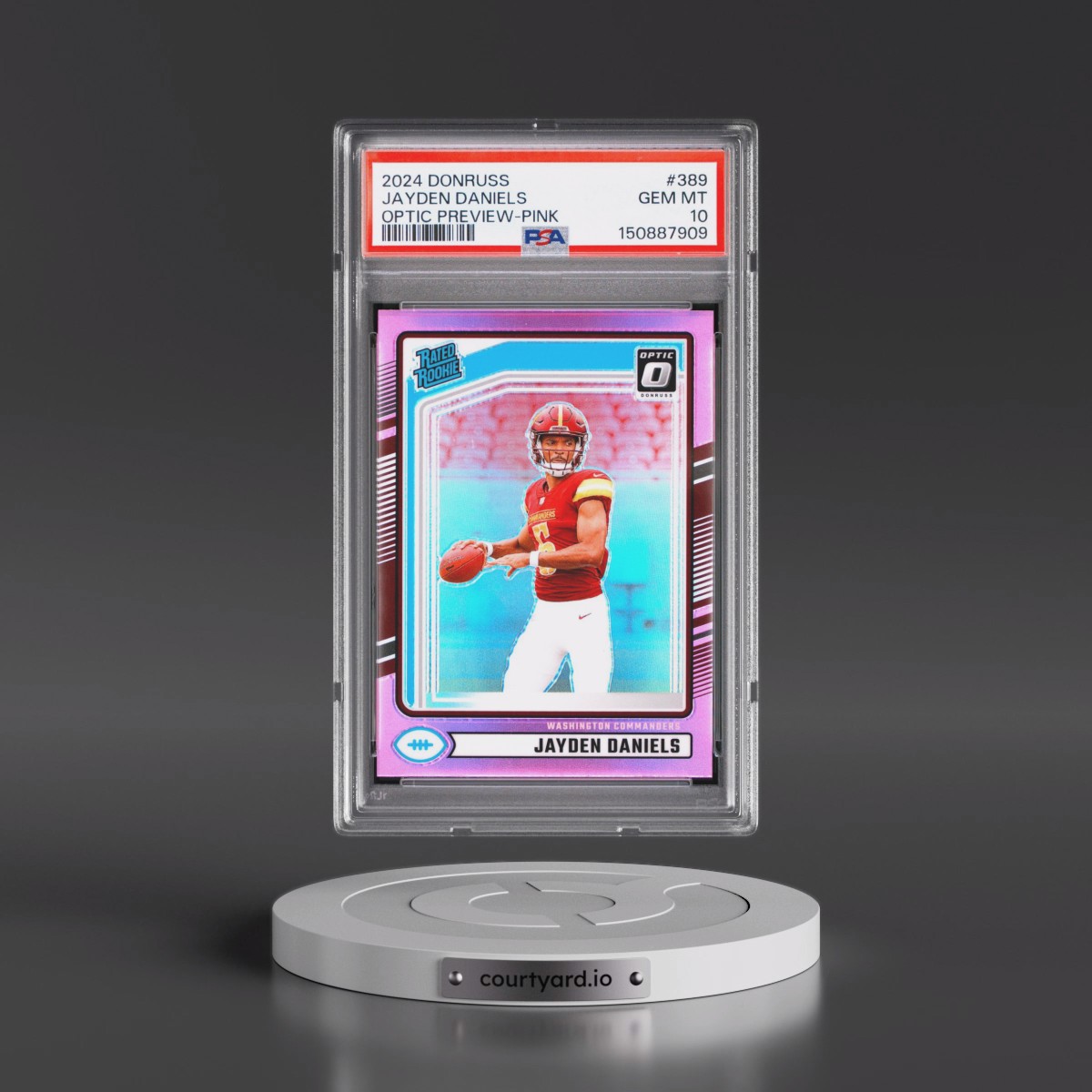 2024 Panini Donruss #389 Jayden Daniels - Optic Preview-Pink (PSA 10 GEM MINT)