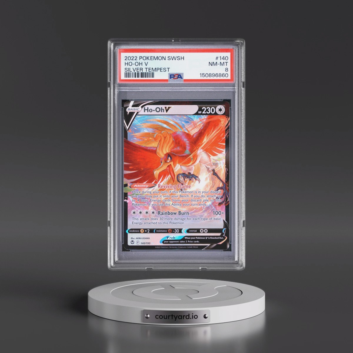 2022 Pokémon Sword & Shield Silver Tempest #140 HO-Oh V - Holo (PSA 8 NM-MT)