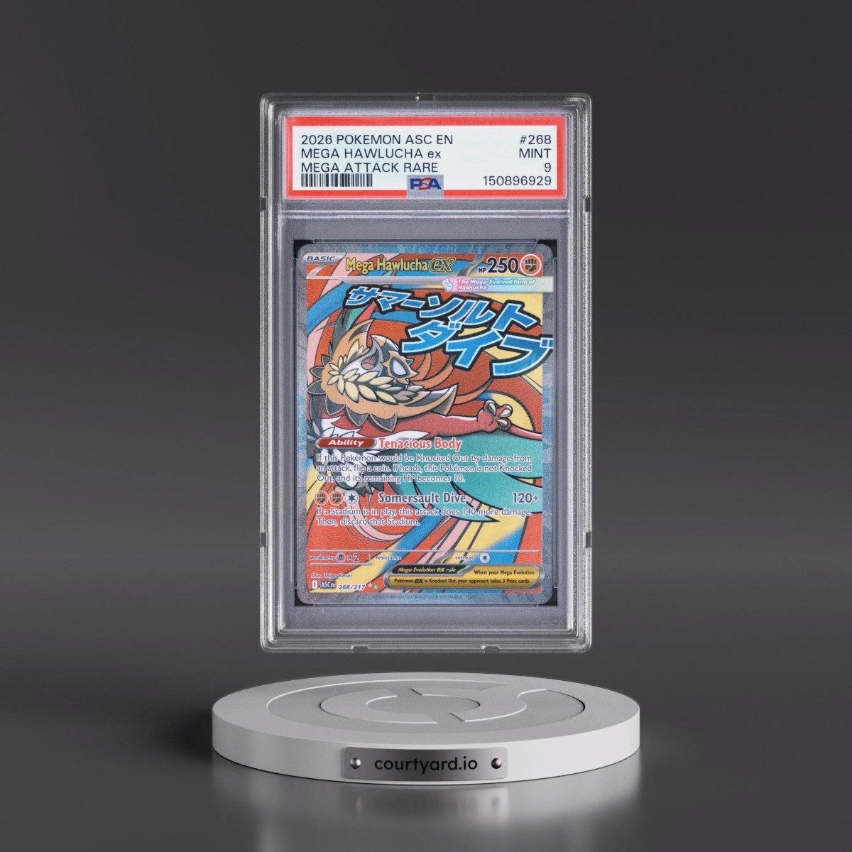 2026 Pokémon Asc EN-Ascended Heroes #268 Mega Hawlucha EX - Holo Mega Attack Rare (PSA 9 MINT)