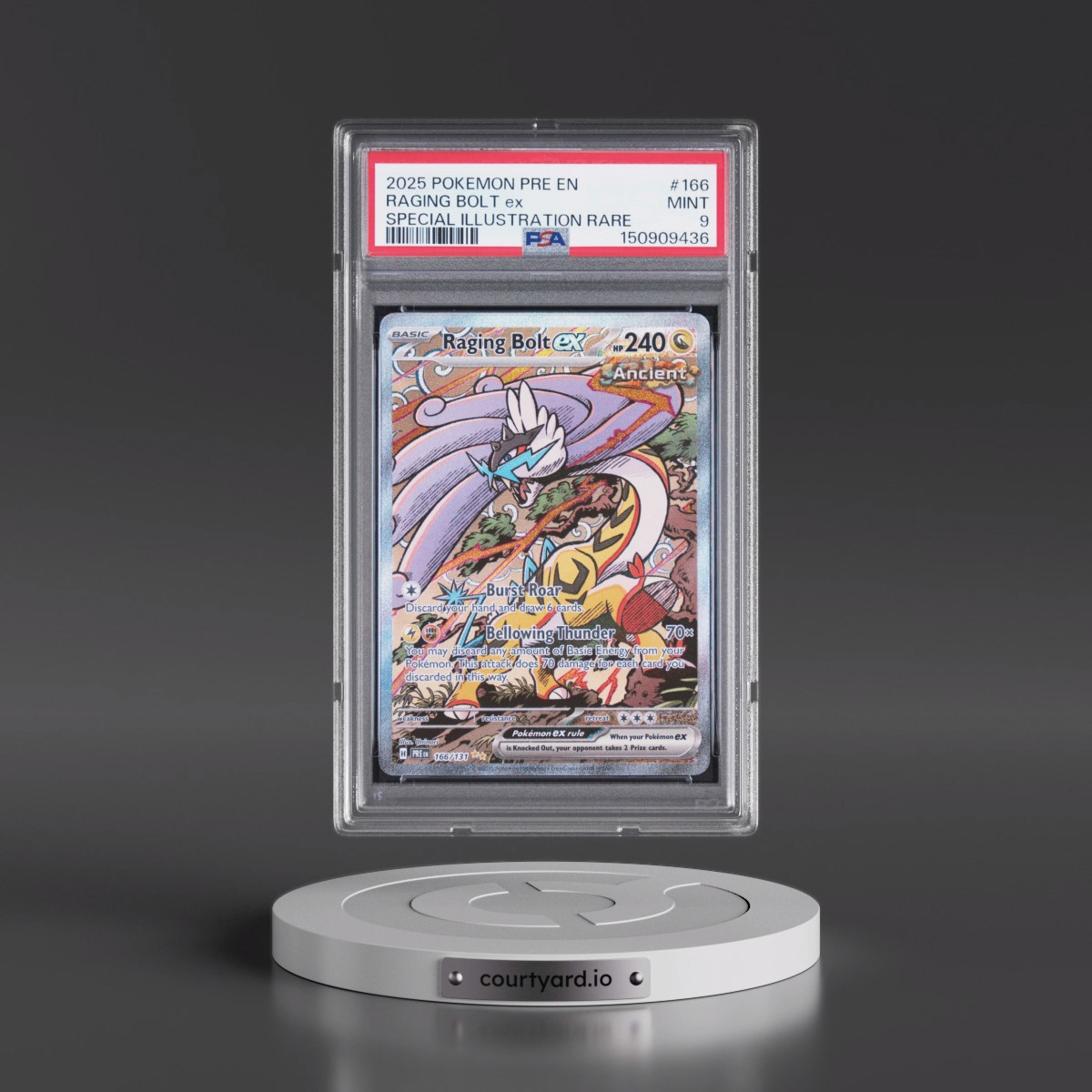 2025 Pokémon Pre EN-Prismatic Evolutions #166 Raging Bolt EX - Holo Special Illustration Rare (PSA 9 MINT)