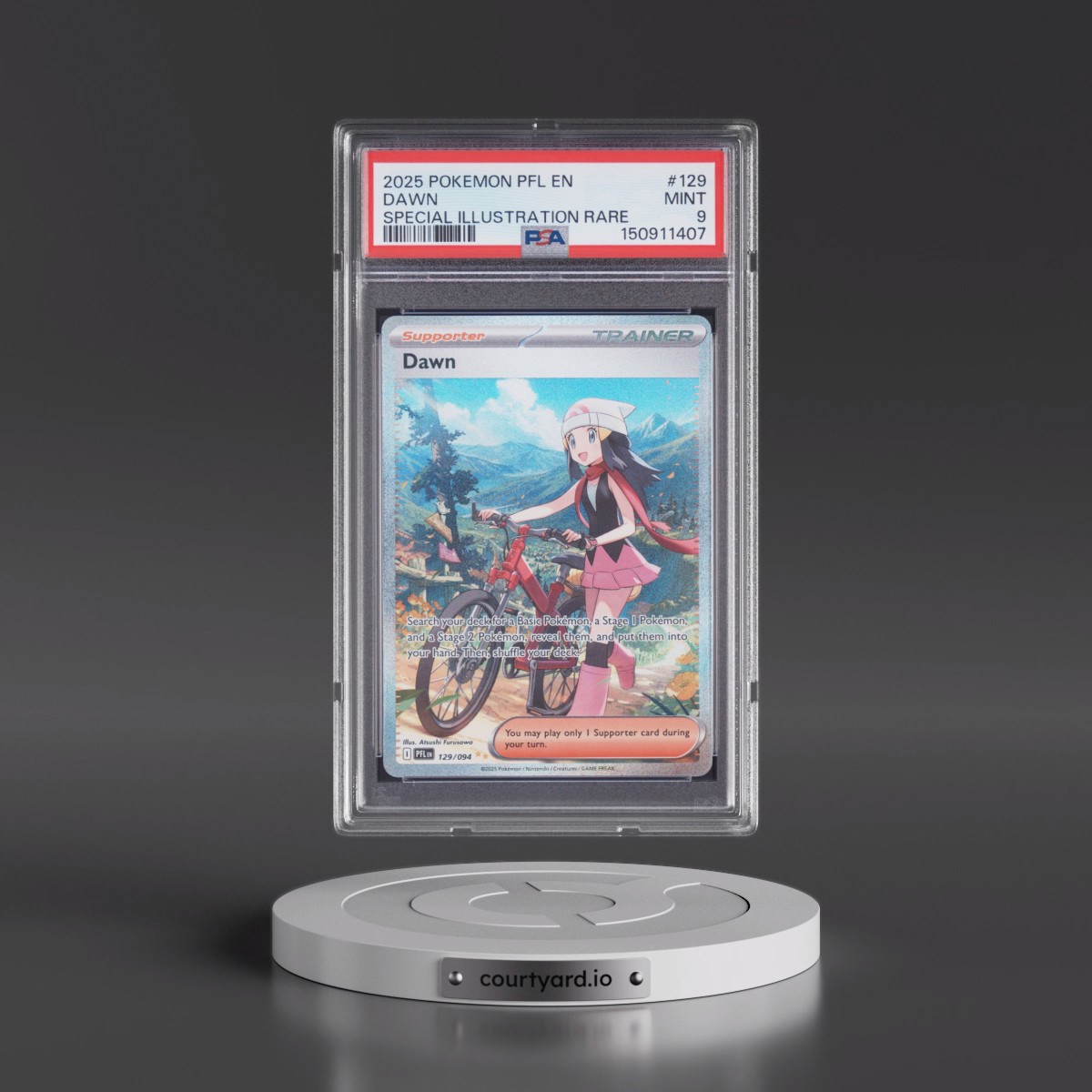 2025 Pokémon Pfl EN-Phantasmal Flames #129 Dawn - Special Illustration Rare (PSA 9 MINT)