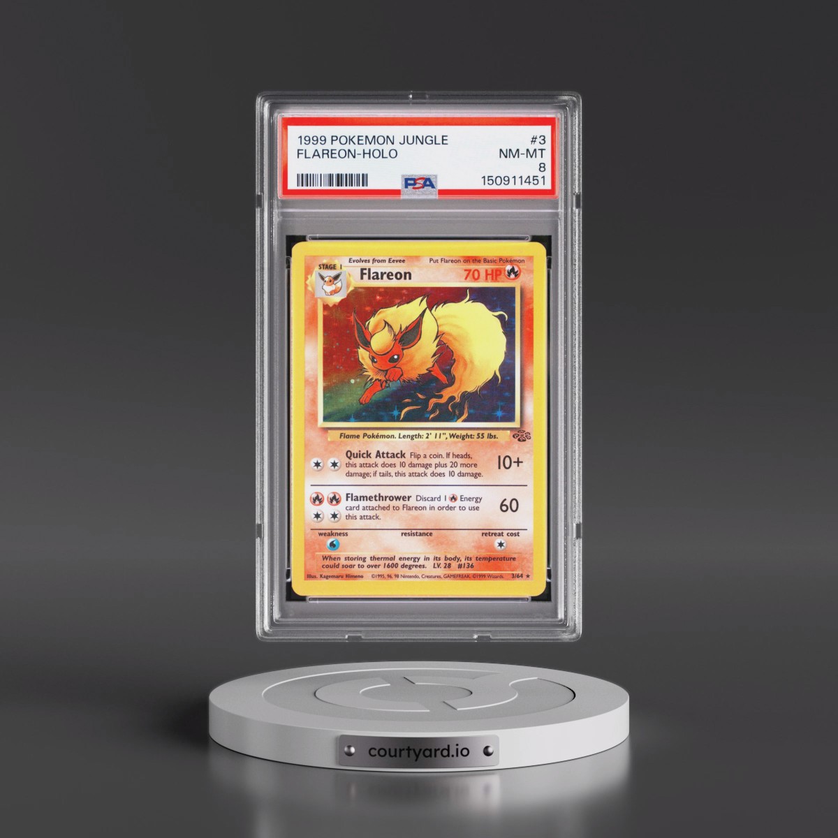 1999 Pokémon Jungle #3 Flareon - Holo (PSA 8 NM-MT)