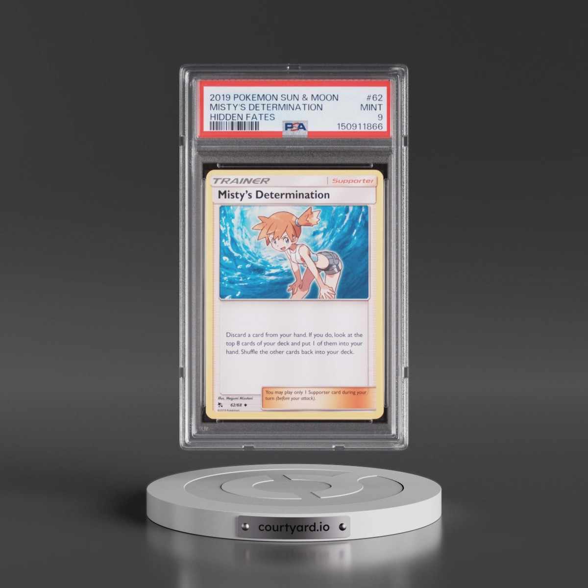 2019 Pokémon Sun & Moon Hidden Fates #62 Misty's Determination (PSA 9 MINT)