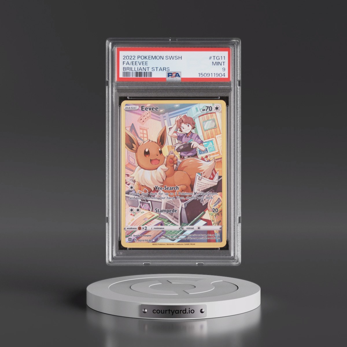 2022 Pokémon Sword & Shield Brilliant Stars #TG11 Eevee - Full Art (PSA 9 MINT)