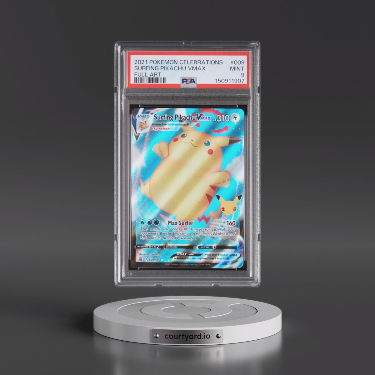 2021 Pokémon Celebrations #009 Surfing Pikachu Vmax - Full Art (PSA 9 MINT)