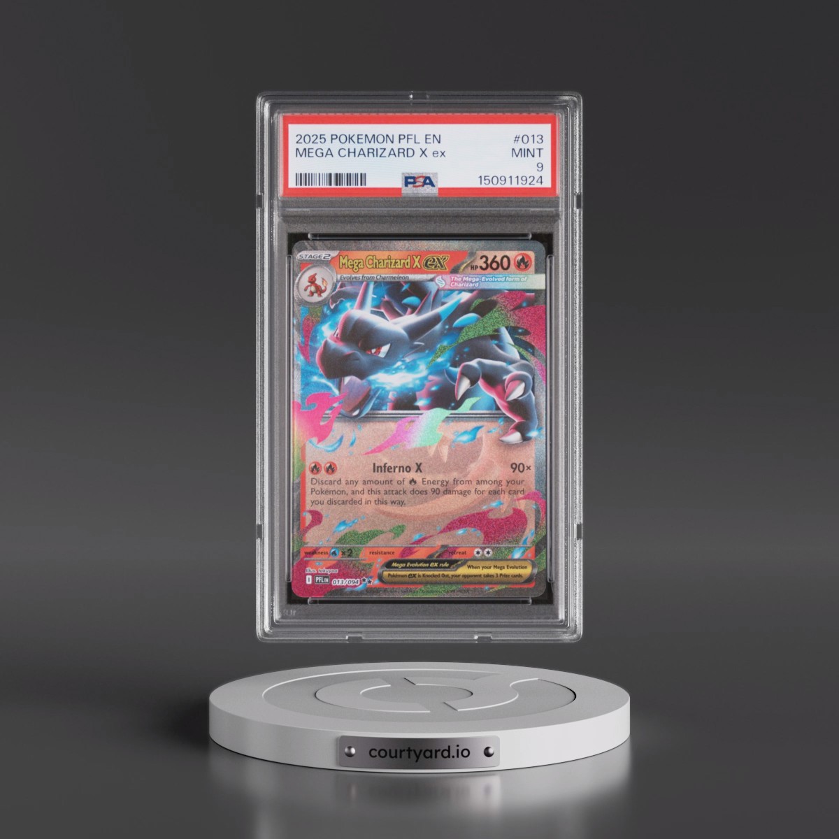 2025 Pokémon Pfl EN-Phantasmal Flames #013 Mega Charizard X EX - Holo (PSA 9 MINT)