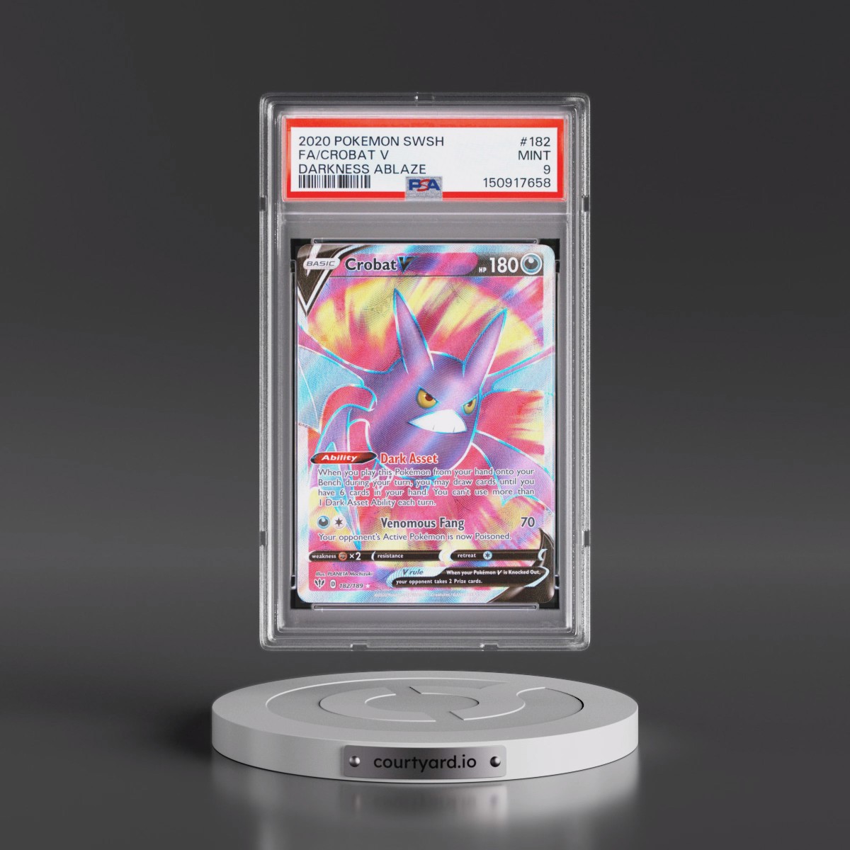 2020 Pokémon Sword & Shield Darkness Ablaze #182 Crobat V - Holo Full Art (PSA 9 MINT)