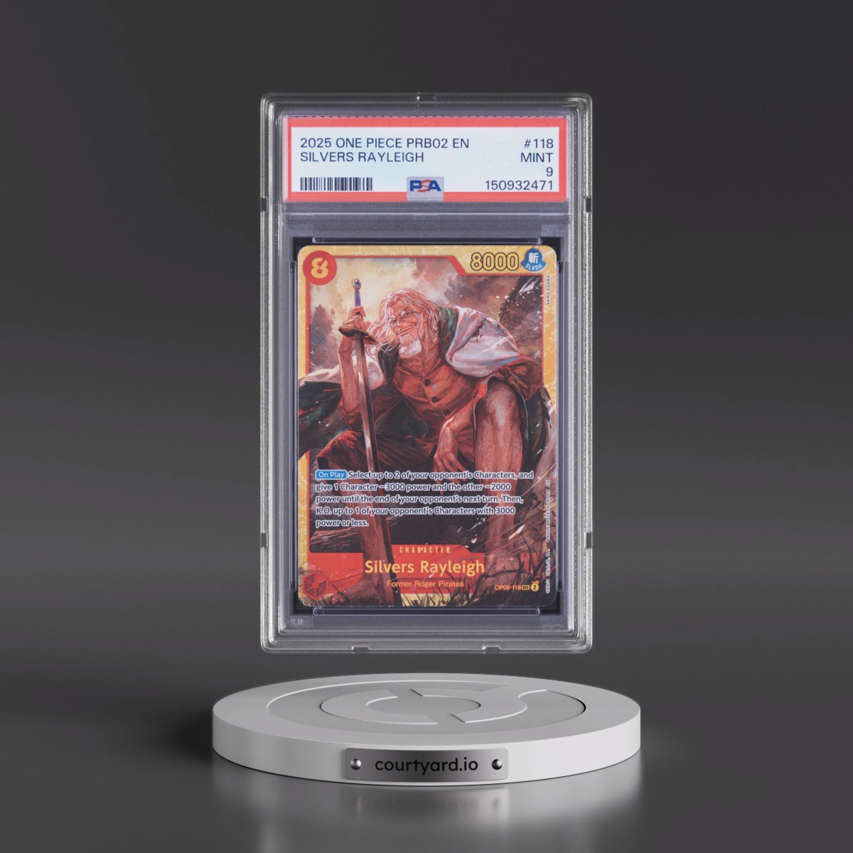 2025 One Piece PRB02-Premium Booster -One Piece Card the Best- Vol.2 #118 Silvers Rayleigh (PSA 9 MINT)