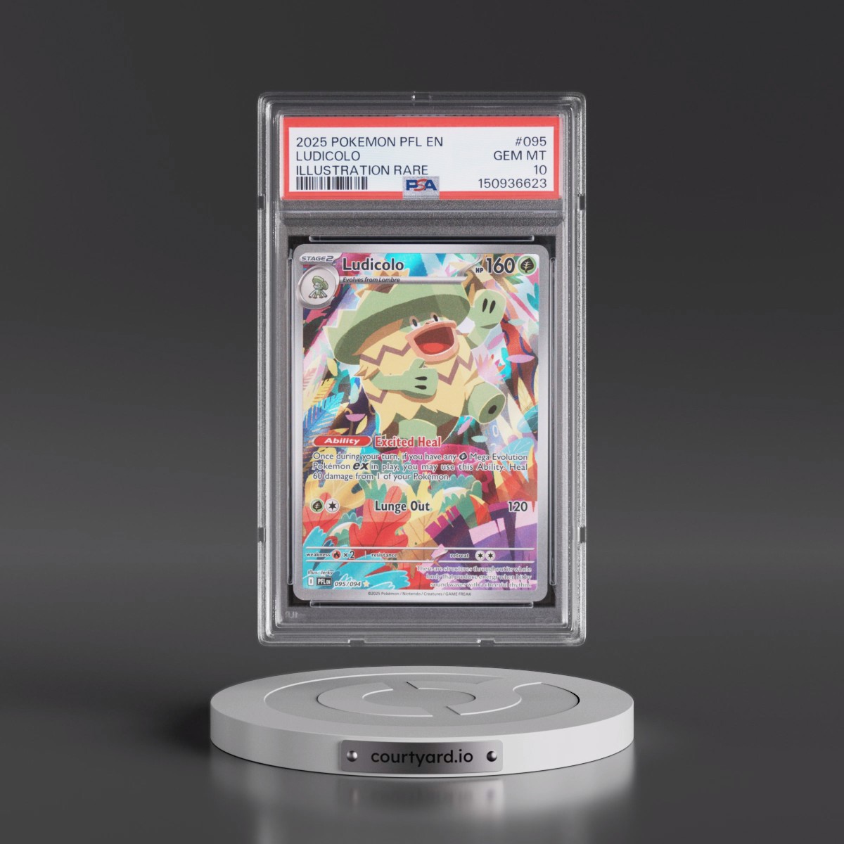 2025 Pokémon Pfl EN-Phantasmal Flames #095 Ludicolo - Illustration Rare (PSA 10 GEM MINT)