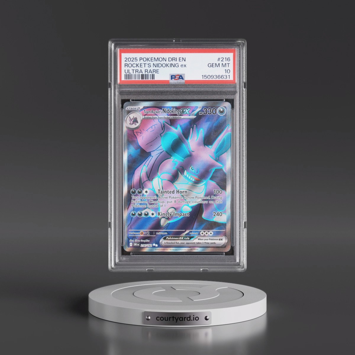 2025 Pokémon Dri EN-Destined Rivals #216 Team Rocket's Nidoking EX - Holo Ultra Rare (PSA 10 GEM MINT)