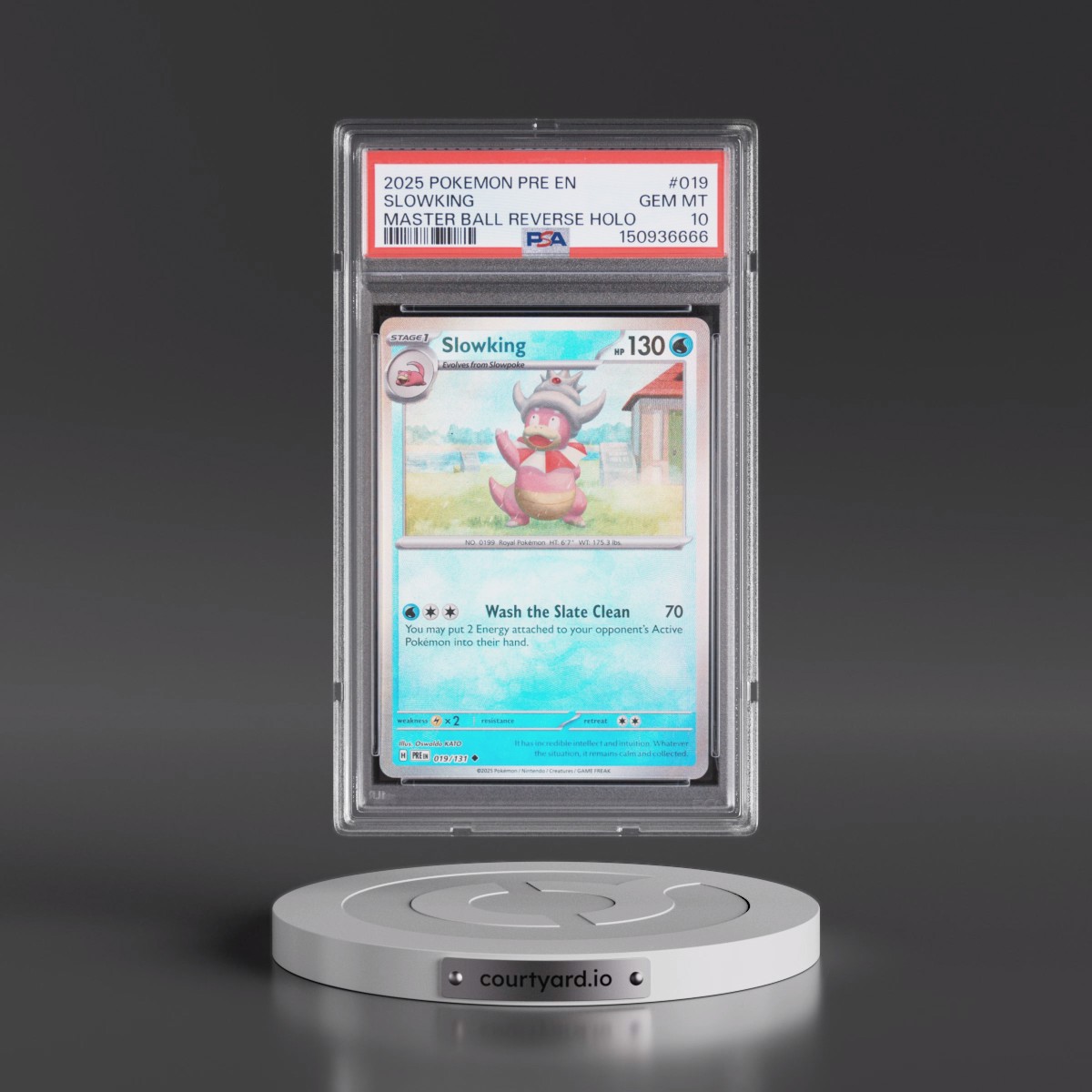 2025 Pokémon Pre EN-Prismatic Evolutions #019 Slowking - Reverse Holo Master Ball (PSA 10 GEM MINT)