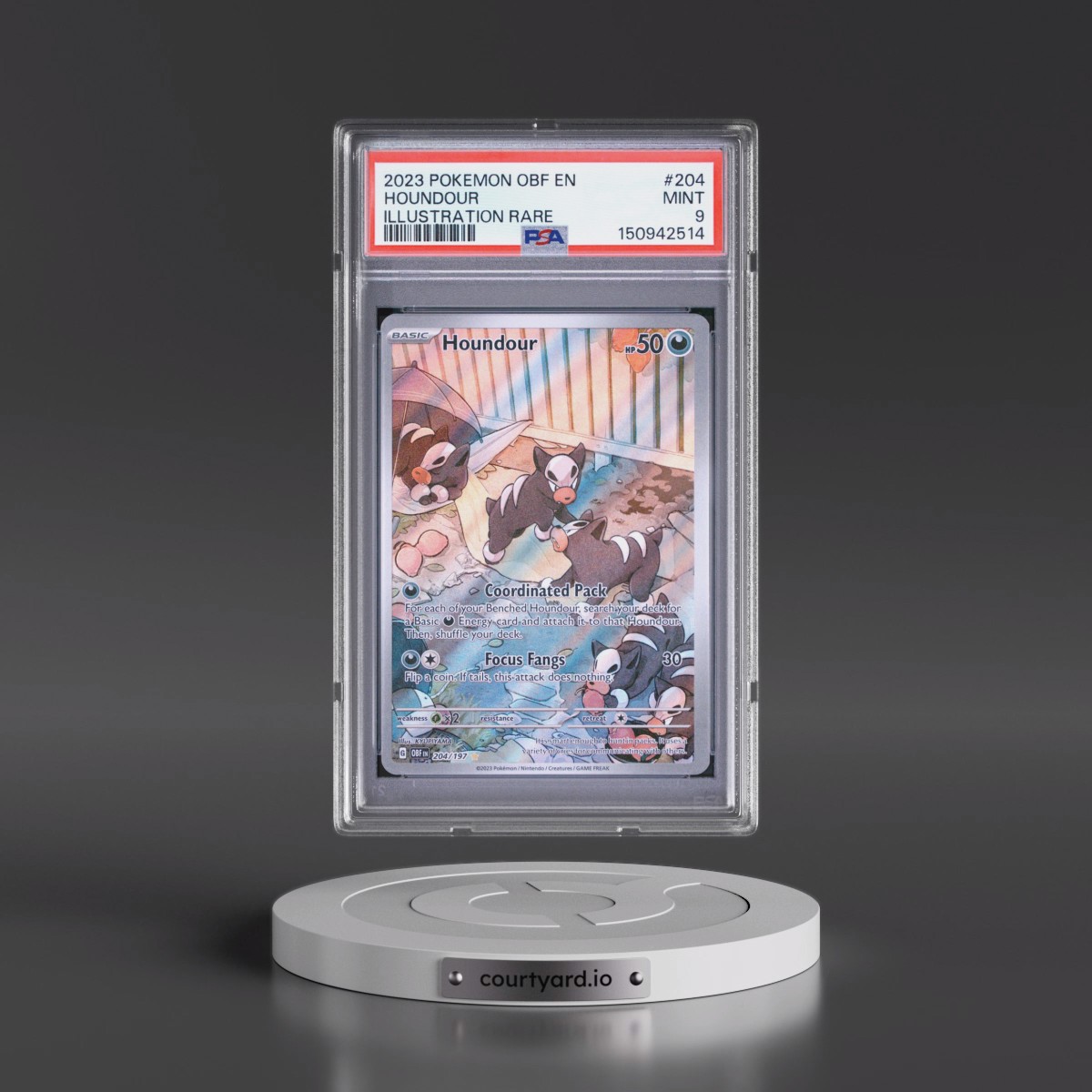 2023 Pokémon Obf EN-Obsidian Flames #204 Houndour - Illustration Rare (PSA 9 MINT)