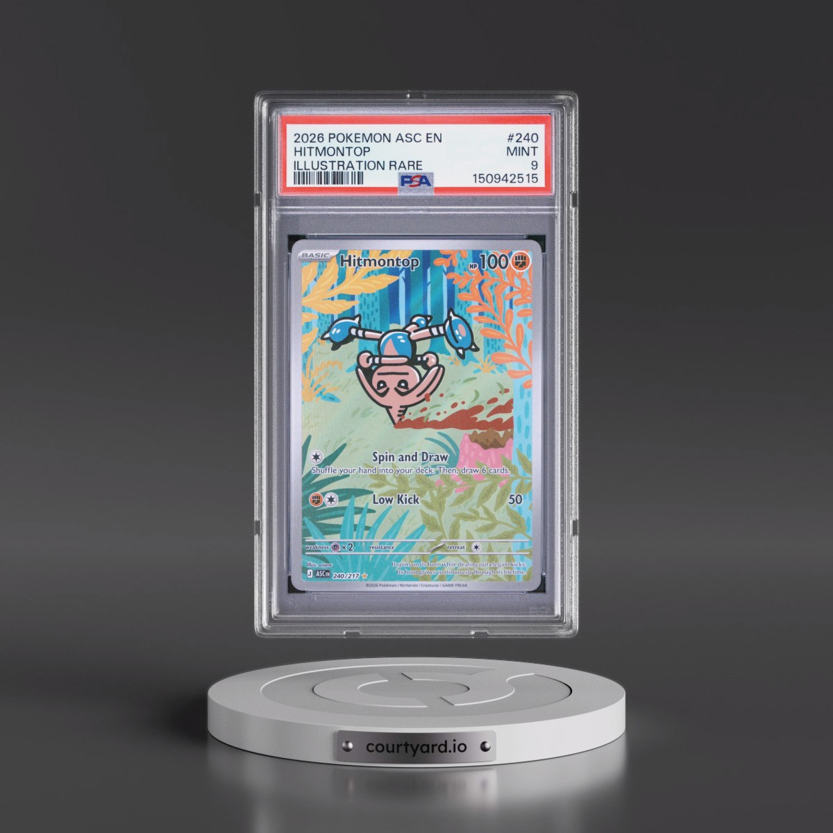 2026 Pokémon Asc EN-Ascended Heroes #240 Hitmontop - Illustration Rare (PSA 9 MINT)