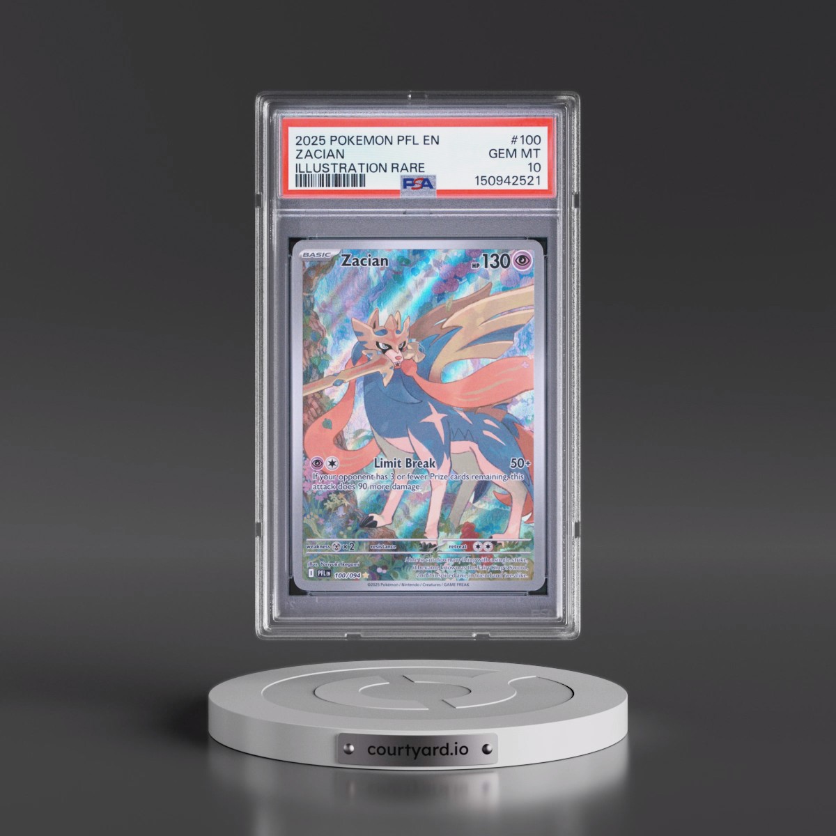 2025 Pokémon Pfl EN-Phantasmal Flames #100 Zacian - Illustration Rare (PSA 10 GEM MINT)