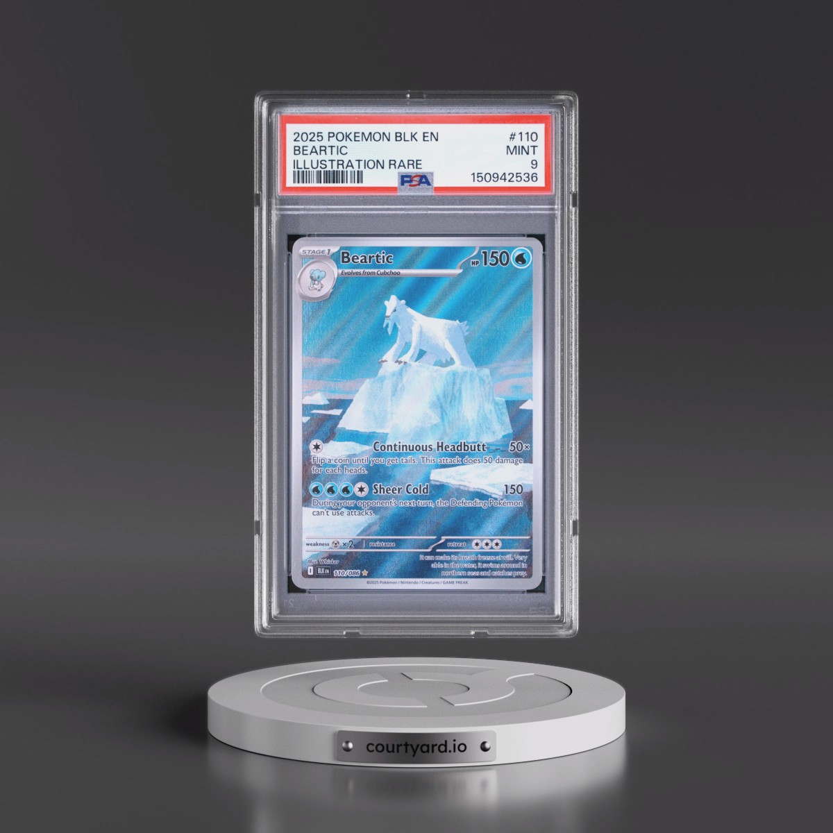2025 Pokémon Blk EN-Black Bolt #110 Beartic - Illustration Rare (PSA 9 MINT)