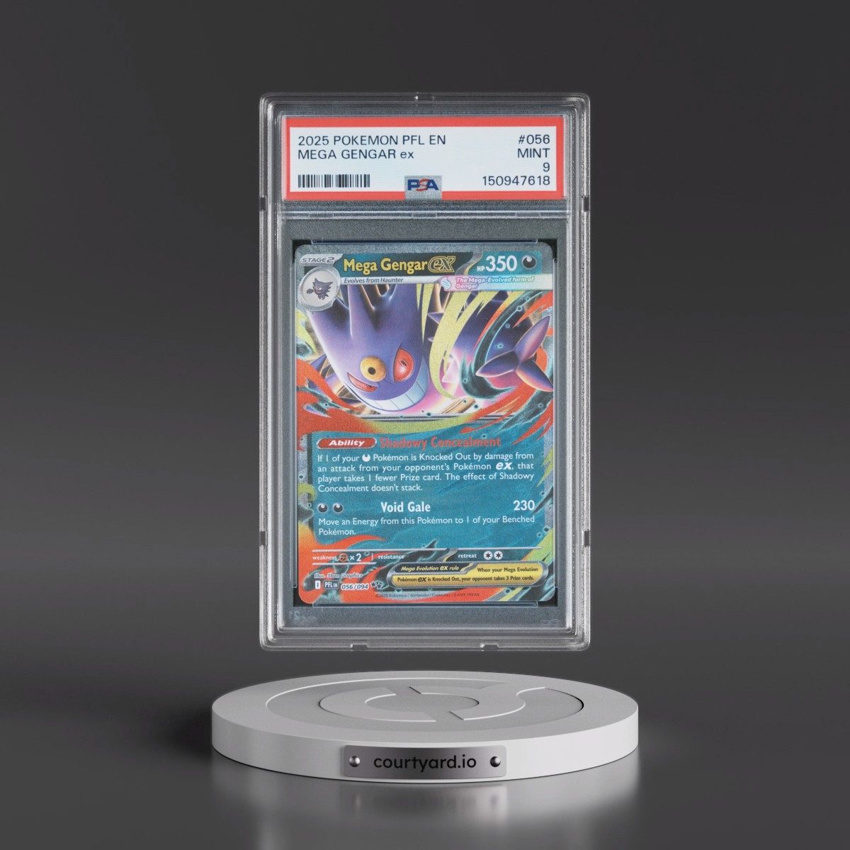 2025 Pokémon Pfl EN-Phantasmal Flames #056 Mega Gengar EX - Holo (PSA 9 MINT)