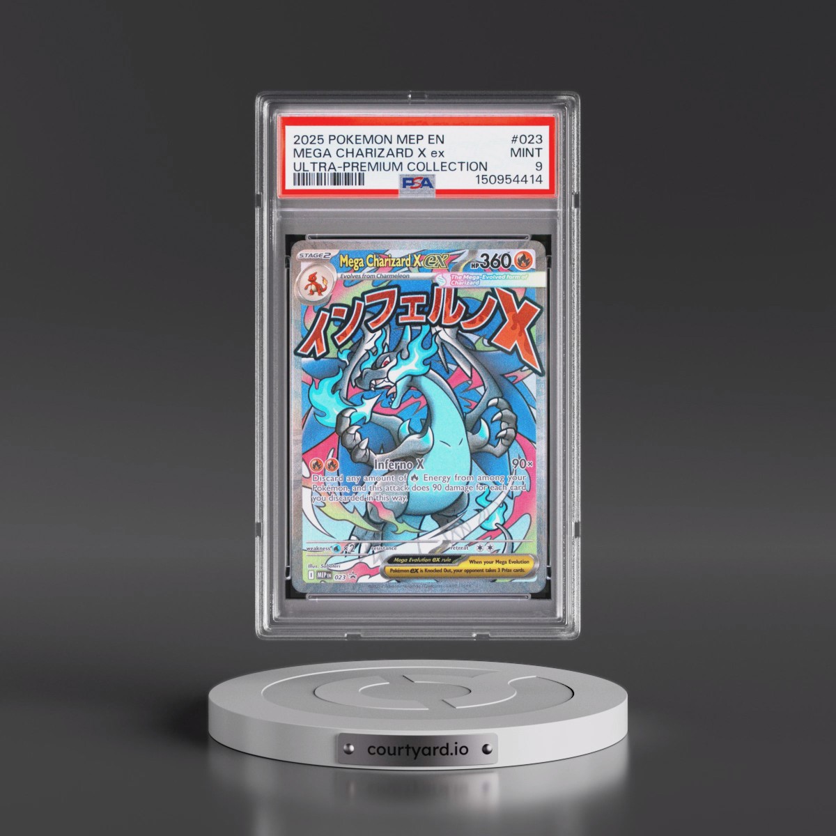 2025 Pokémon Mep EN-Me Black Star Promo #023 Mega Charizard X EX - Holo Mega Charizard X EX Ultra-Premium Collection (PSA 9 MINT)