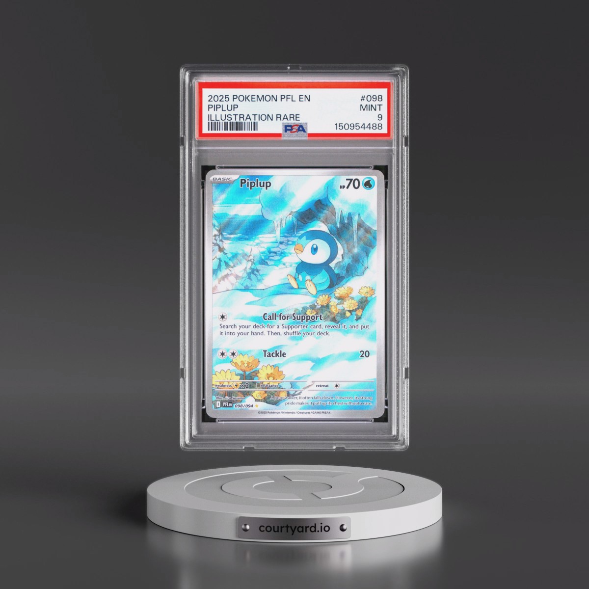 2025 Pokémon Pfl EN-Phantasmal Flames #098 Piplup - Illustration Rare (PSA 9 MINT)