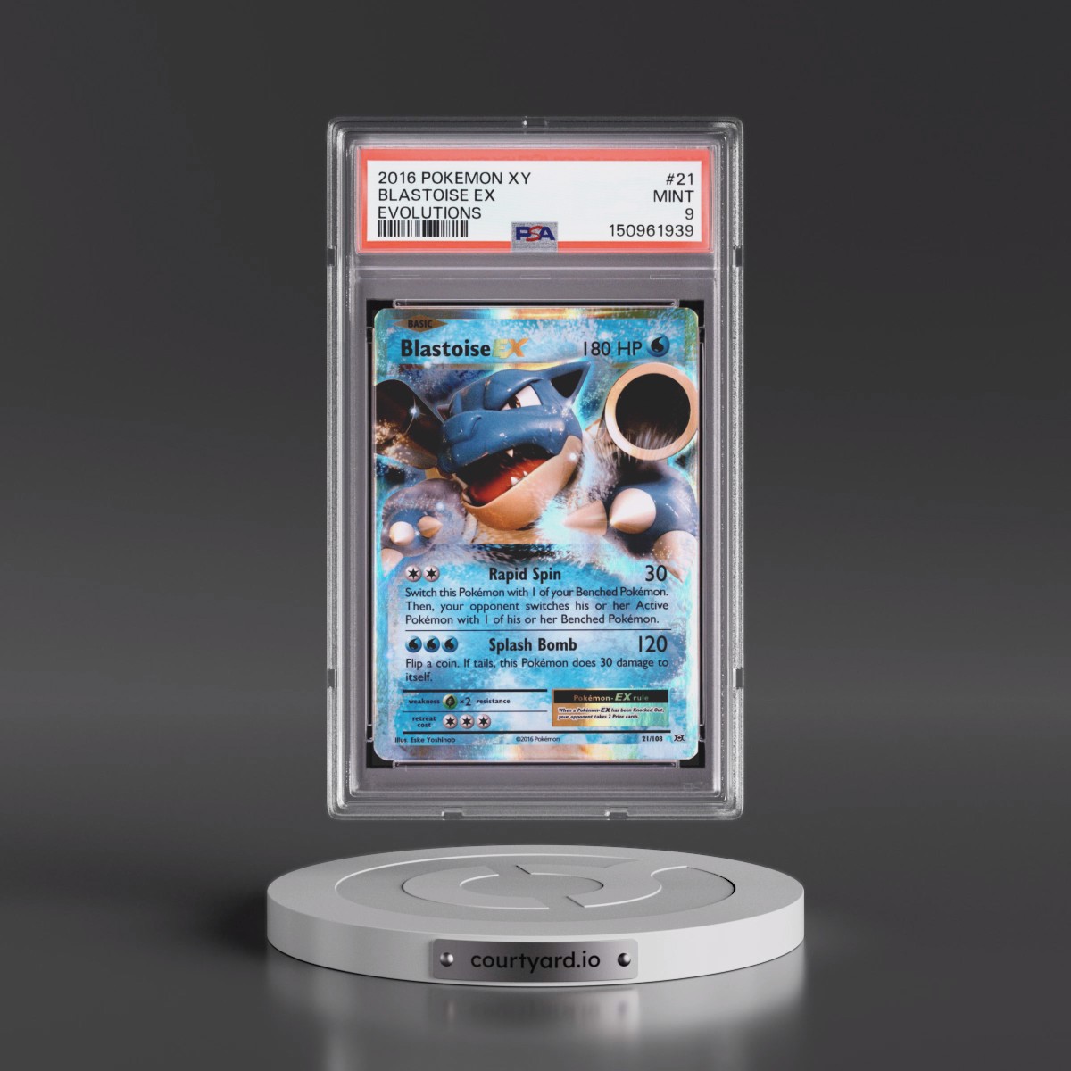 2016 Pokémon XY Evolutions #21 Blastoise EX - Holo (PSA 9 MINT)