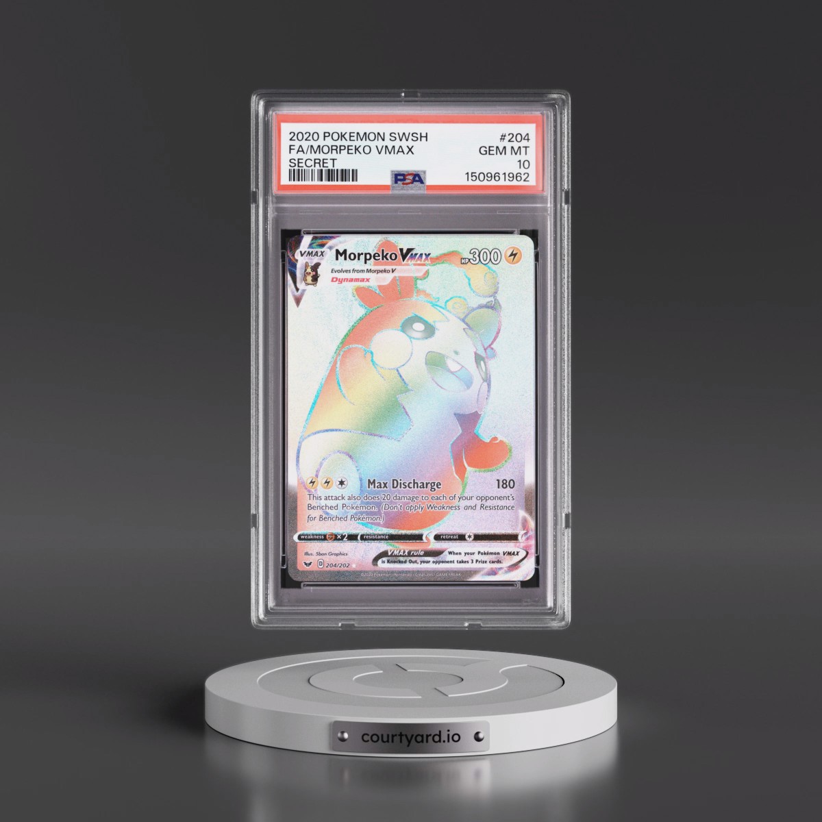 2020 Pokémon Sword & Shield #204 Morpeko Vmax - Full Art Secret (PSA 10 GEM MINT)