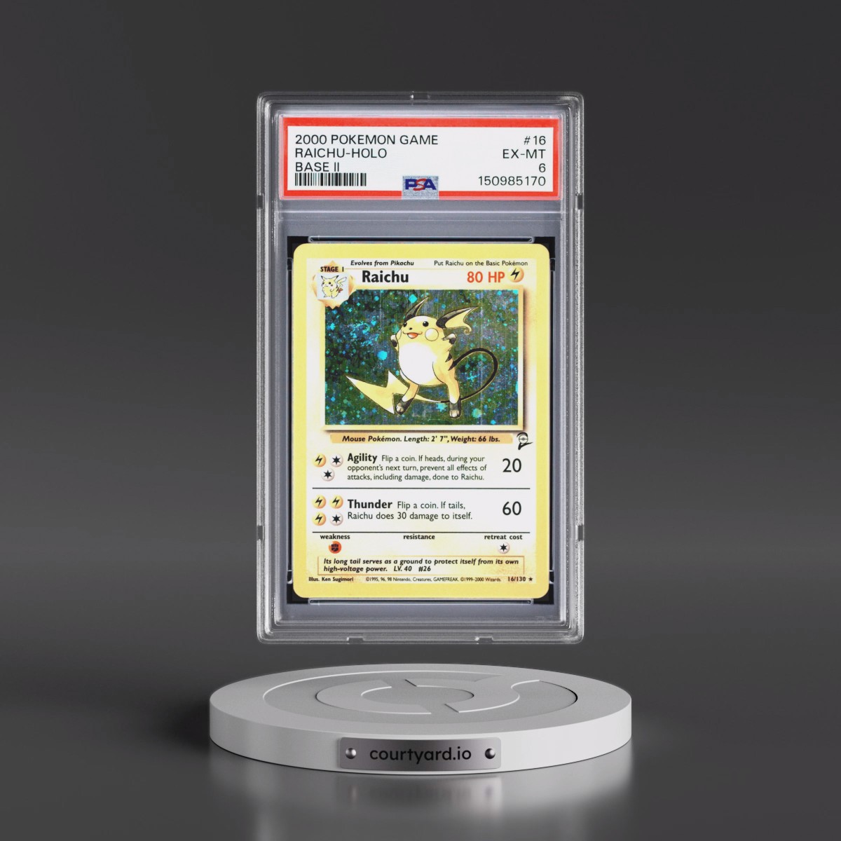 2000 Pokémon Game Base II #16 Raichu - Holo (PSA 6 EX-MT)