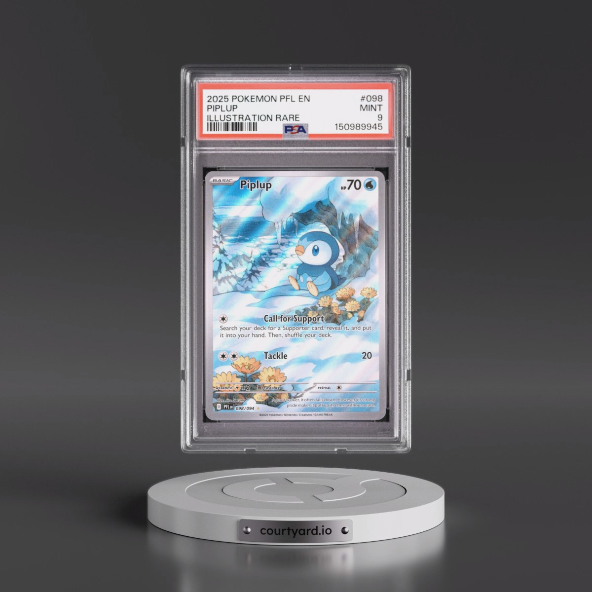 2025 Pokémon Pfl EN-Phantasmal Flames #098 Piplup - Illustration Rare (PSA 9 MINT)