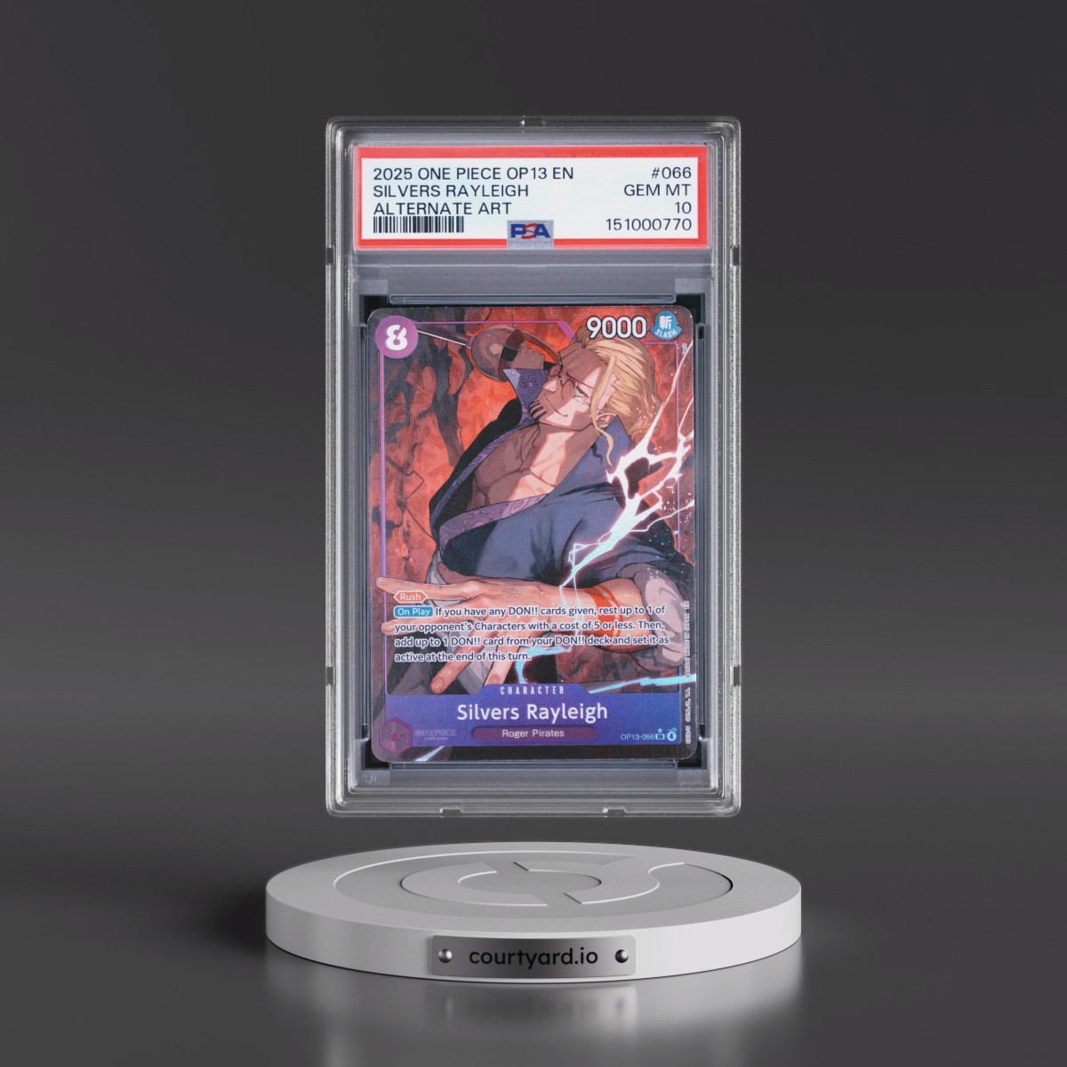 2025 One Piece OP13-Carrying on His Will #066 Silvers Rayleigh - Alternate Art (PSA 10 GEM MINT)