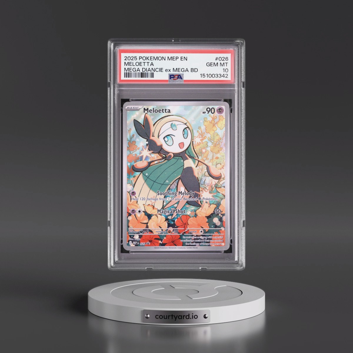 2025 Pokémon Mep EN-Me Black Star Promo #026 Meloetta - Mega Diancie EX Mega Battle Deck (PSA 10 GEM MINT)