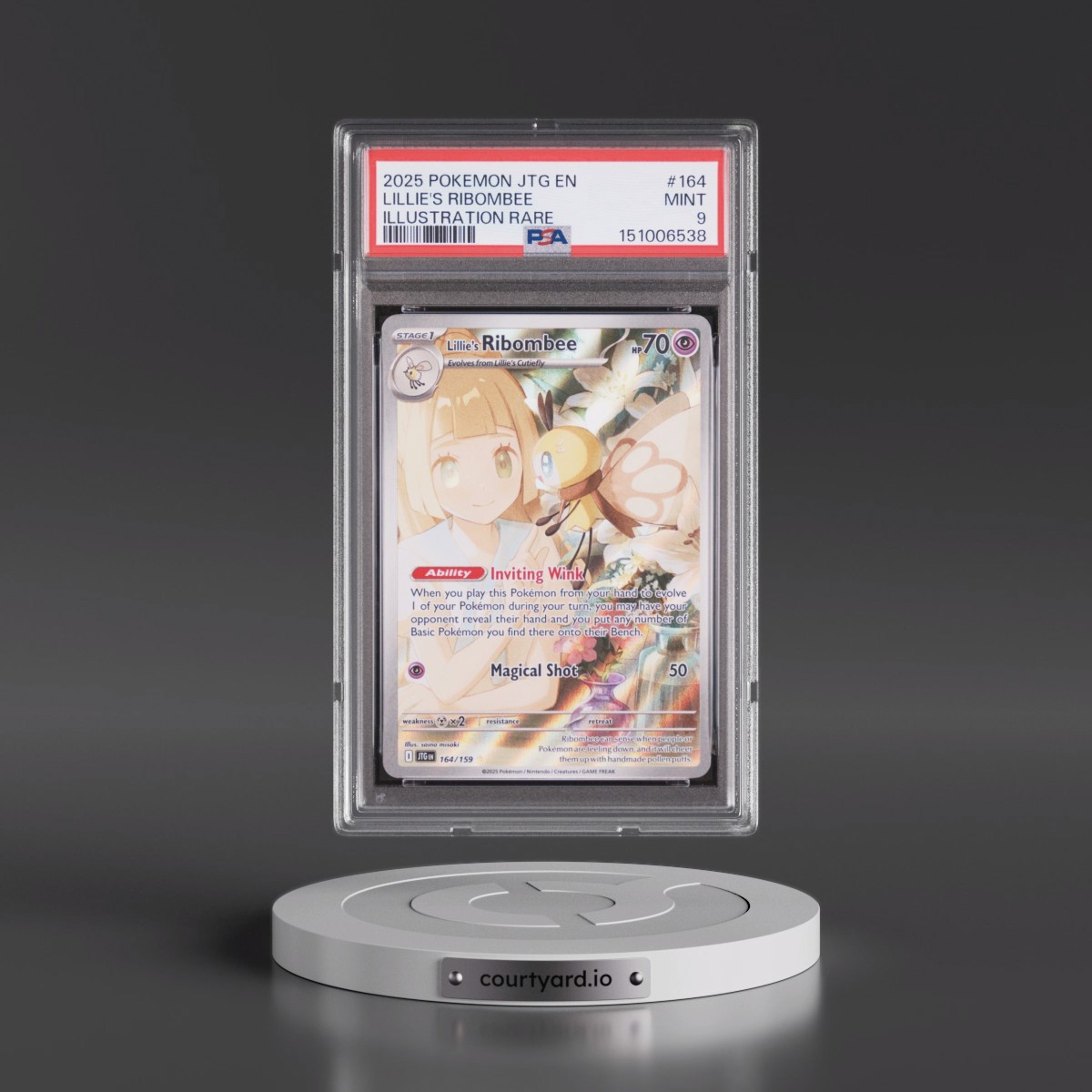 2025 Pokémon Jtg EN-Journey Together #164 Lillie's Ribombee - Illustration Rare (PSA 9 MINT)