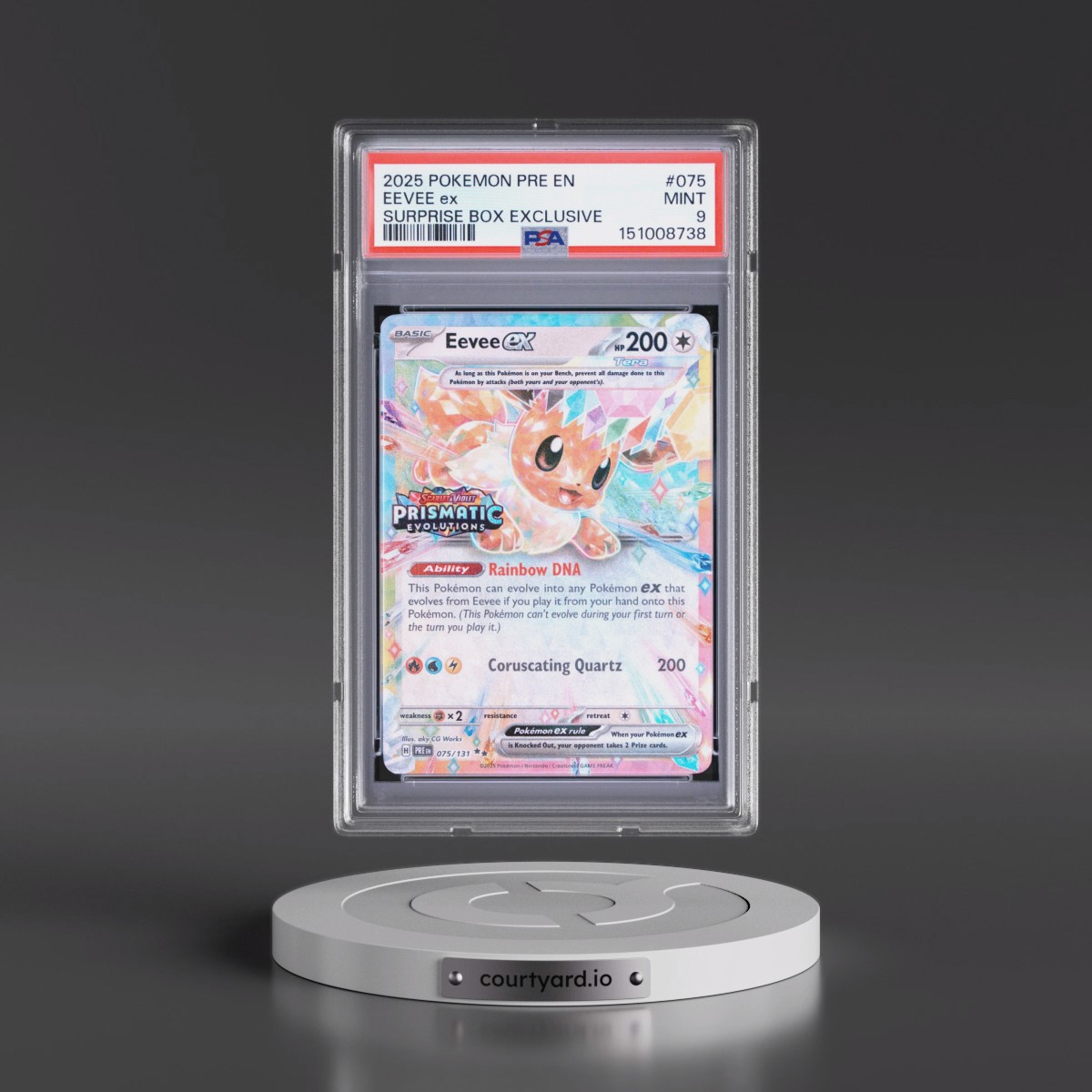 2025 Pokémon Pre EN-Prismatic Evolutions #075 Eevee EX - Holo Surprise Box Exclusive (PSA 9 MINT)