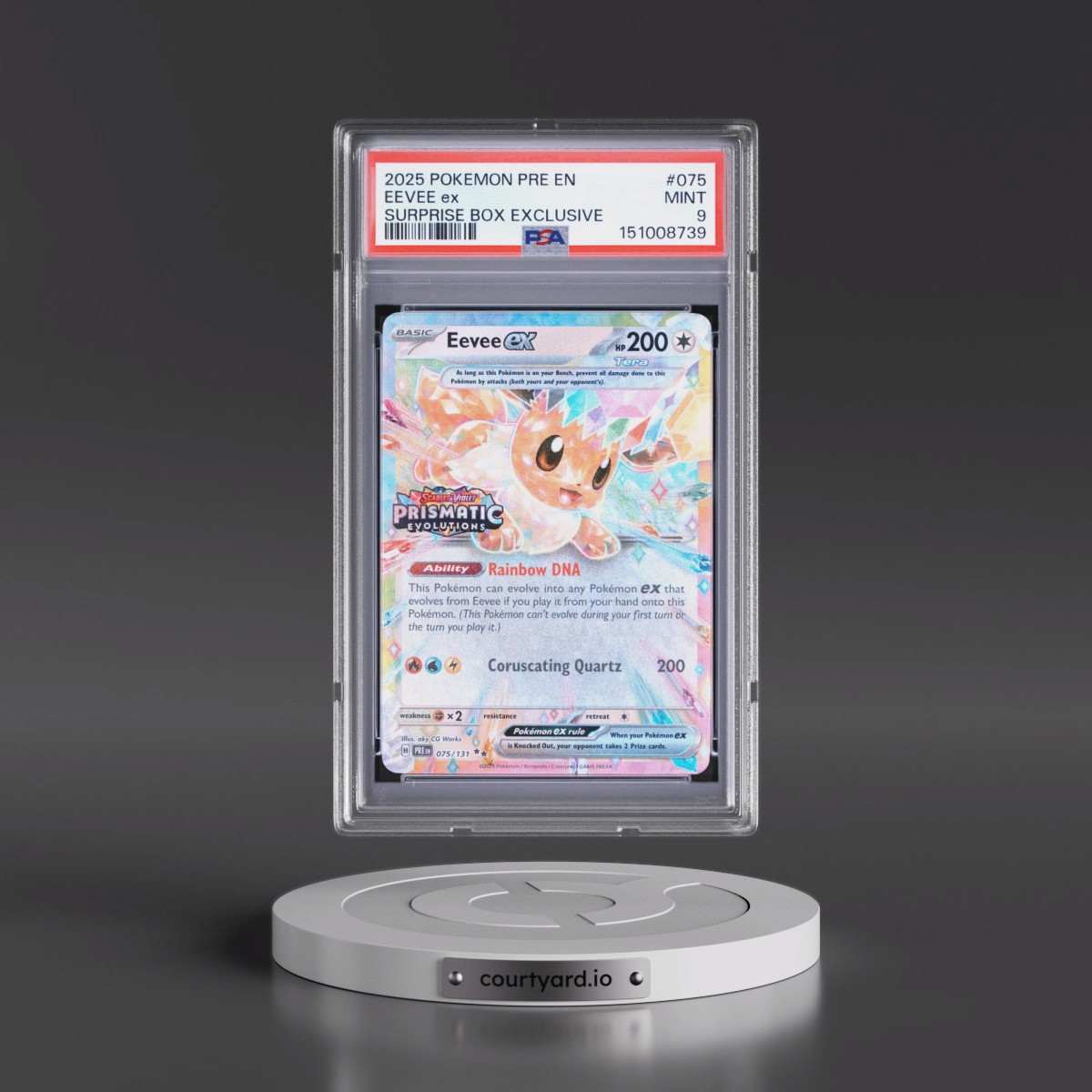 2025 Pokémon Pre EN-Prismatic Evolutions #075 Eevee EX - Holo Surprise Box Exclusive (PSA 9 MINT)