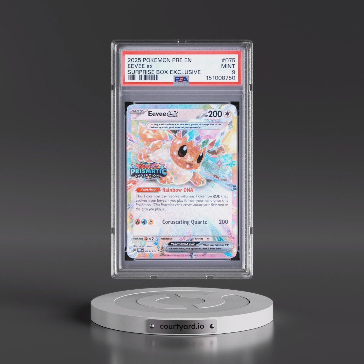 2025 Pokémon Pre EN-Prismatic Evolutions #075 Eevee EX - Holo Surprise Box Exclusive (PSA 9 MINT)