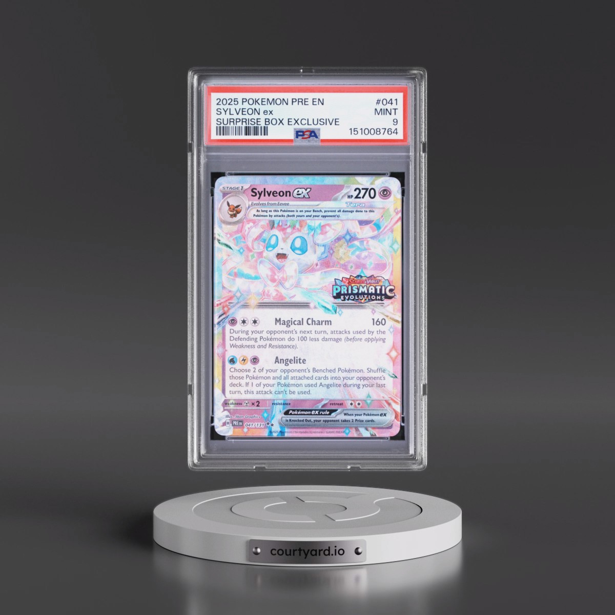 2025 Pokémon Pre EN-Prismatic Evolutions #041 Sylveon EX - Holo Surprise Box Exclusive (PSA 9 MINT)