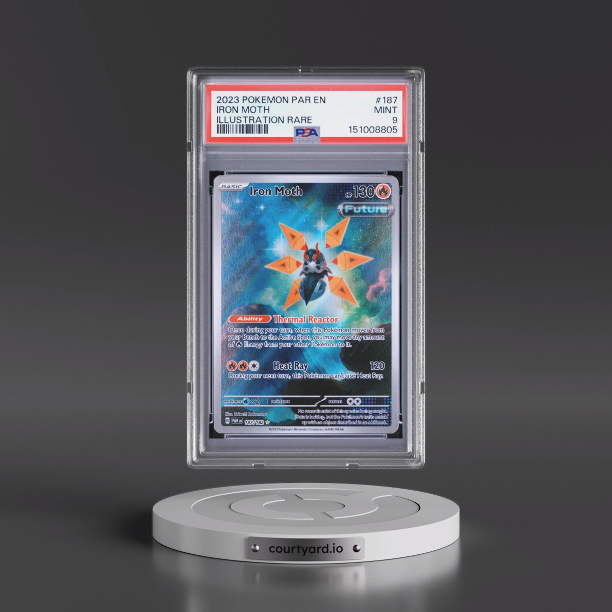 2023 Pokémon Par EN-Paradox Rift #187 Iron Moth - Illustration Rare (PSA 9 MINT)