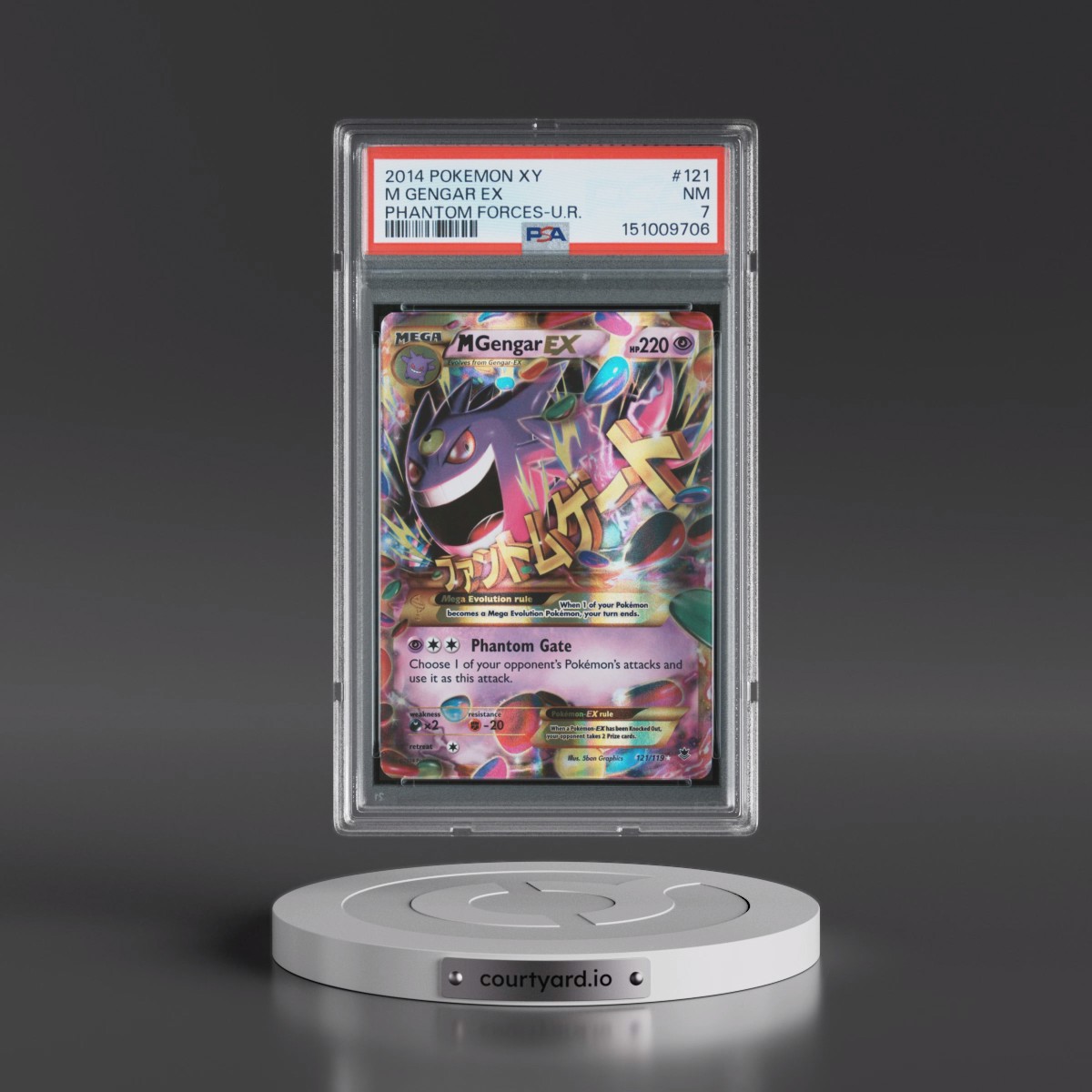 2014 Pokémon XY Phantom Forces #121 M Gengar EX - Holo Ultra Rare (PSA 7 NM)