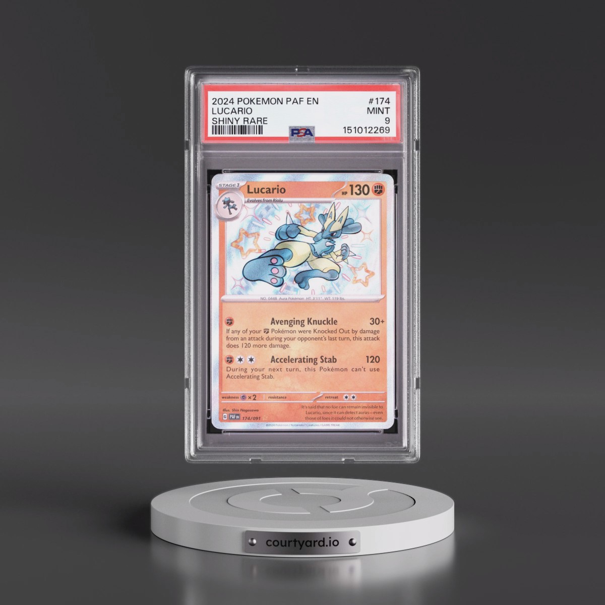 2024 Pokémon Paf EN-Paldean Fates #174 Lucario - Shiny Rare (PSA 9 MINT)