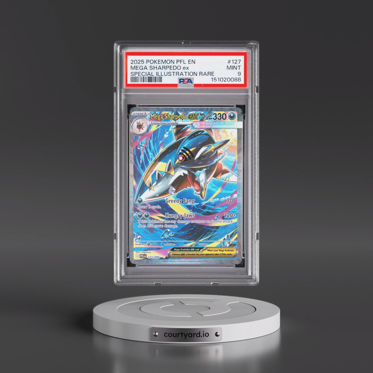 2025 Pokémon Pfl EN-Phantasmal Flames #127 Mega Sharpedo EX - Holo Special Illustration Rare (PSA 9 MINT)