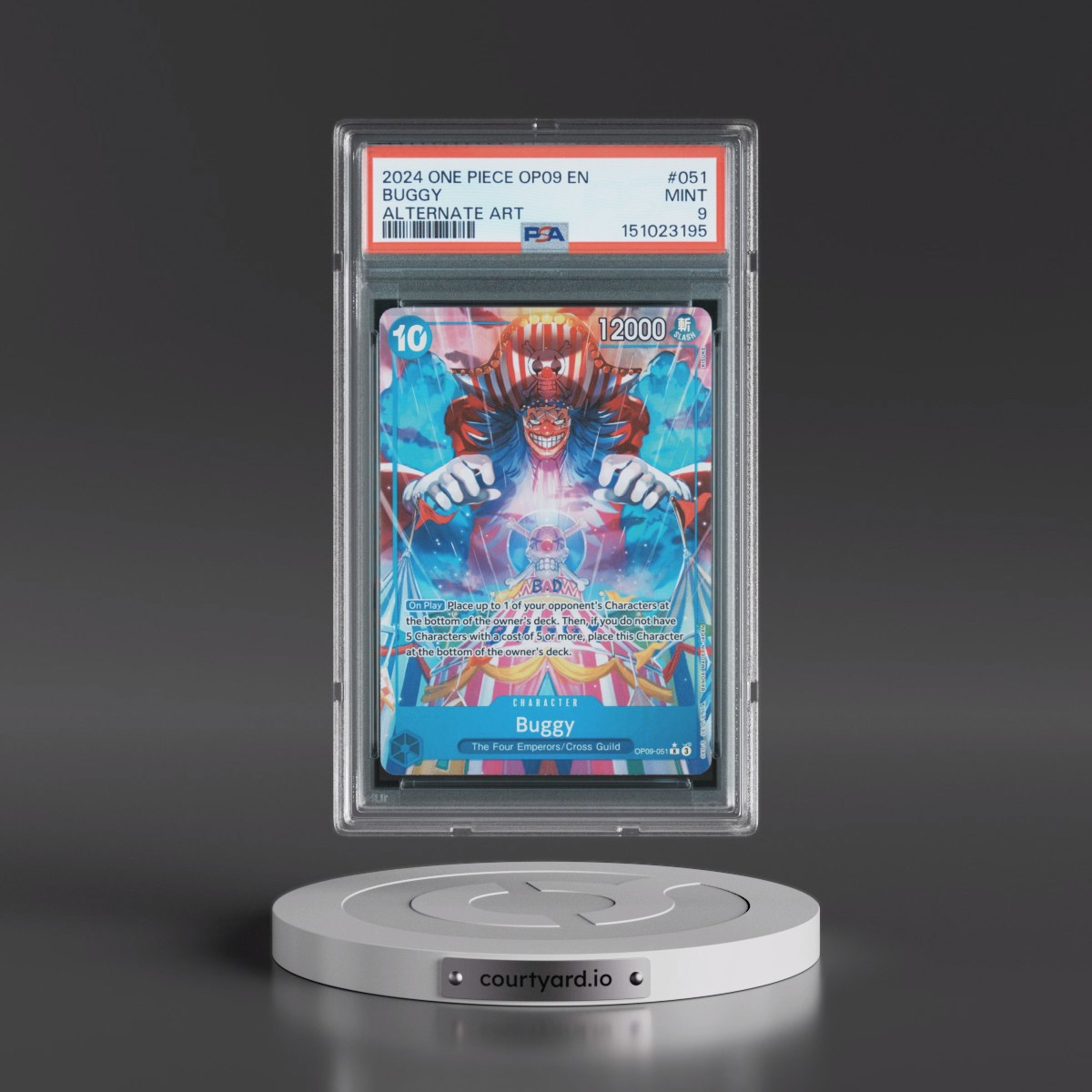 2024 One Piece OP09-Emperors in the New World #051 Buggy - Alternate Art (PSA 9 MINT)