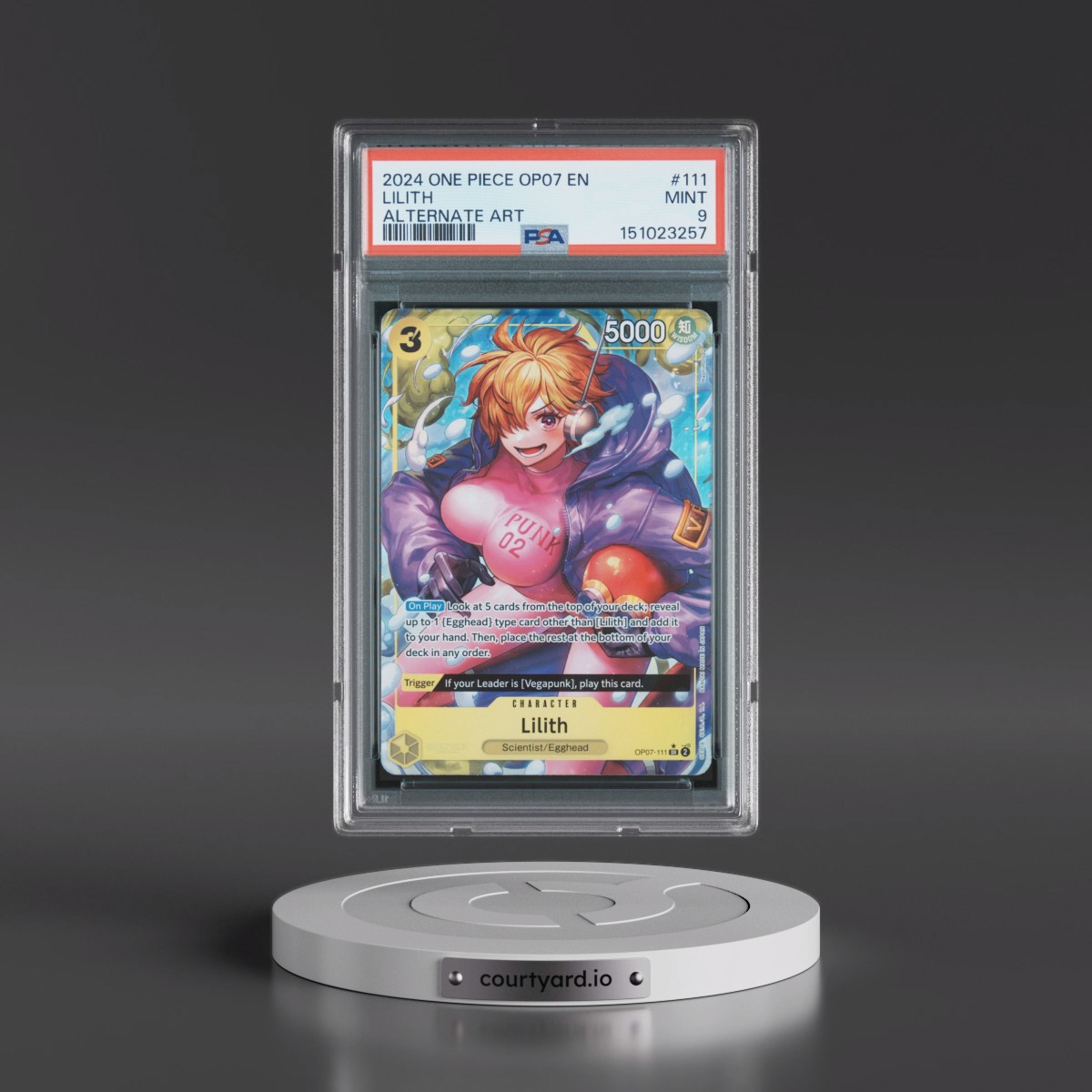 2024 One Piece OP07-500 Years in the Future #111 Lilith - Alternate Art (PSA 9 MINT)