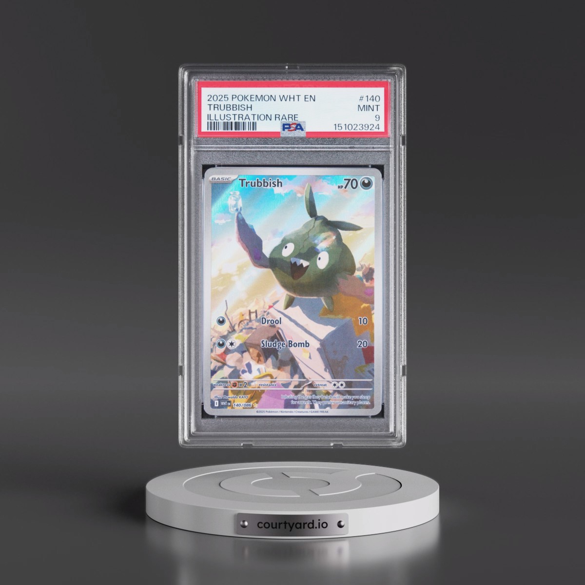 2025 Pokémon Wht EN-White Flare #140 Trubbish - Illustration Rare (PSA 9 MINT)