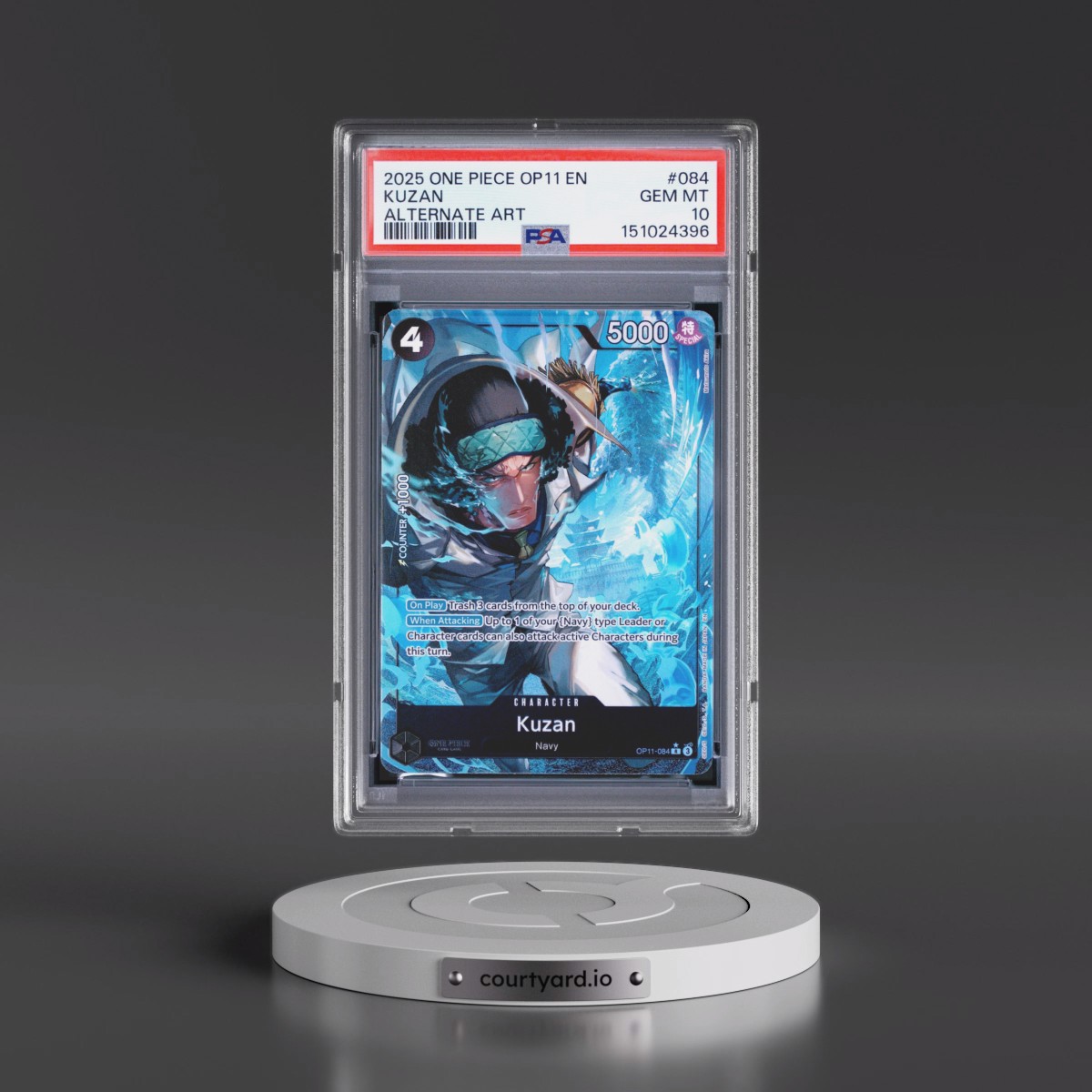 2025 One Piece OP11-A Fist of Divine Speed #084 Kuzan - Alternate Art (PSA 10 GEM MINT)