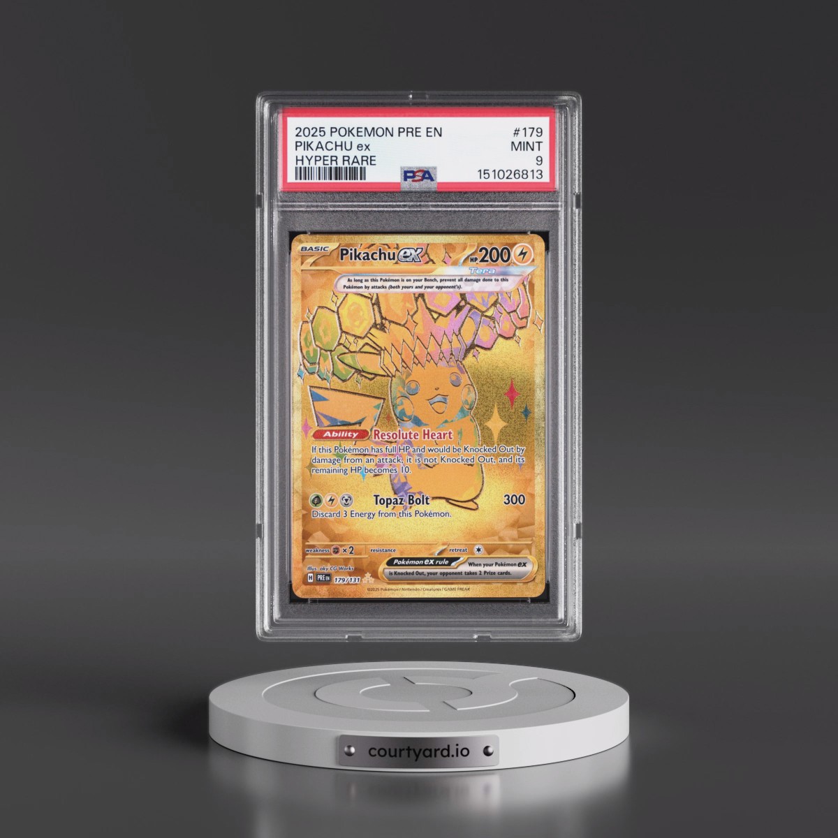 2025 Pokémon Pre EN-Prismatic Evolutions #179 Pikachu EX - Holo Hyper Rare (PSA 9 MINT)
