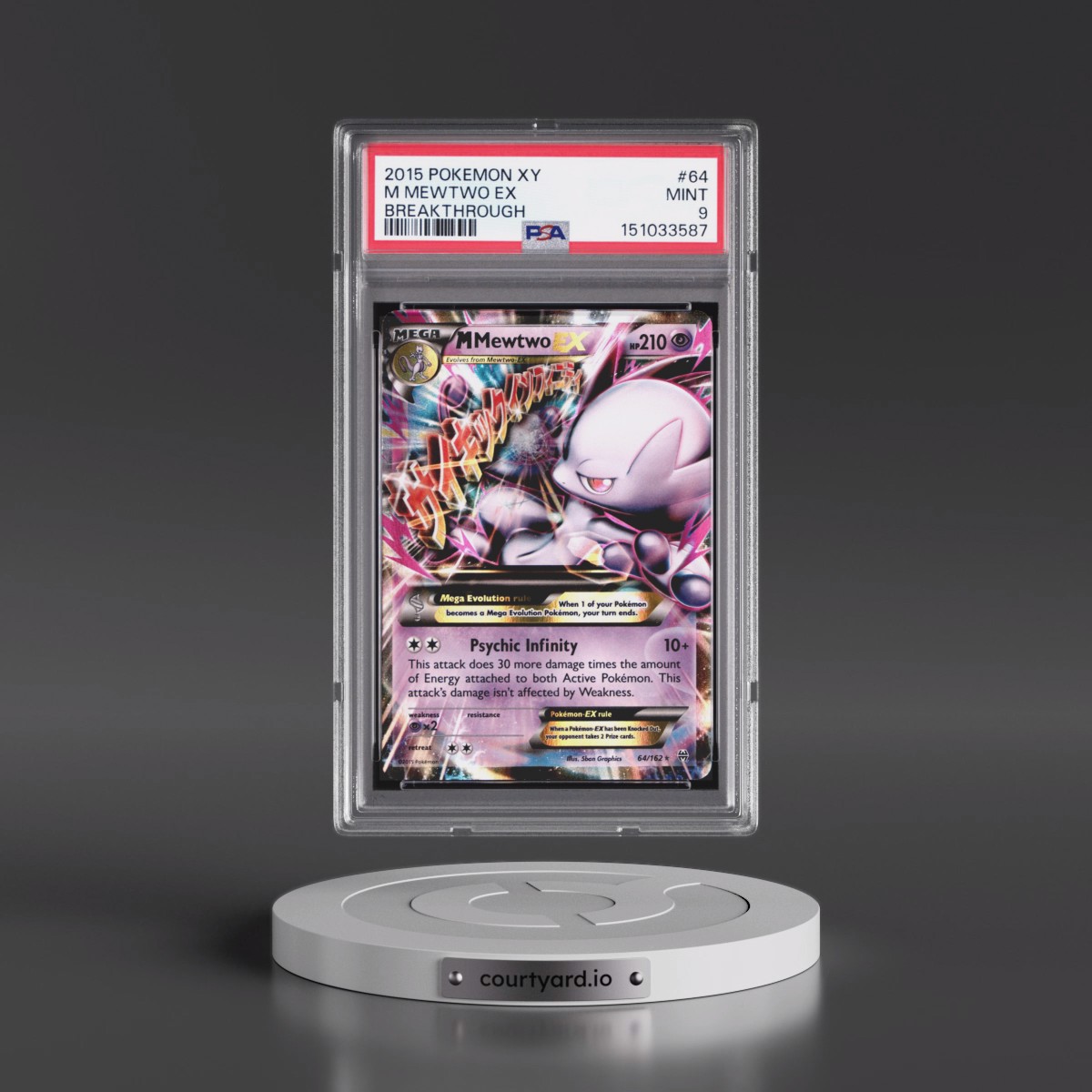 2015 Pokémon XY Breakthrough #64 M Mewtwo EX - Holo (PSA 9 MINT)
