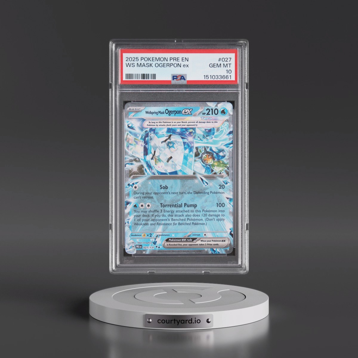 2025 Pokémon Pre EN-Prismatic Evolutions #027 Wellspring Mask Ogerpon EX - Holo (PSA 10 GEM MINT)