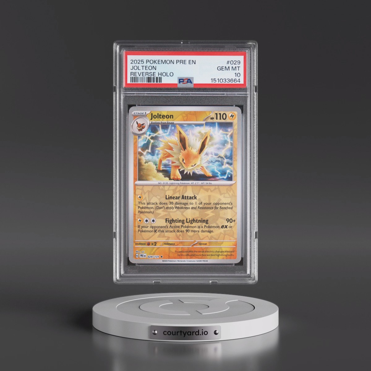 2025 Pokémon Pre EN-Prismatic Evolutions #029 Jolteon - Reverse Holo (PSA 10 GEM MINT)