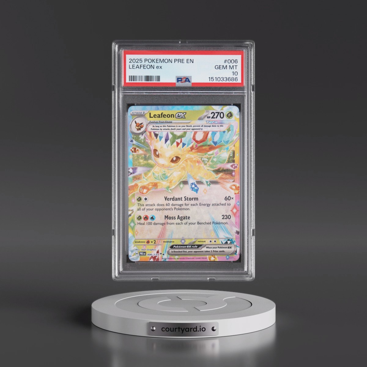 2025 Pokémon Pre EN-Prismatic Evolutions #006 Leafeon EX - Holo (PSA 10 GEM MINT)