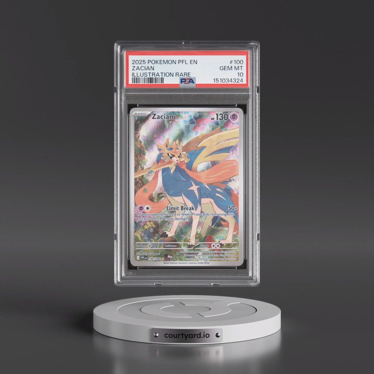 2025 Pokémon Pfl EN-Phantasmal Flames #100 Zacian - Illustration Rare (PSA 10 GEM MINT)
