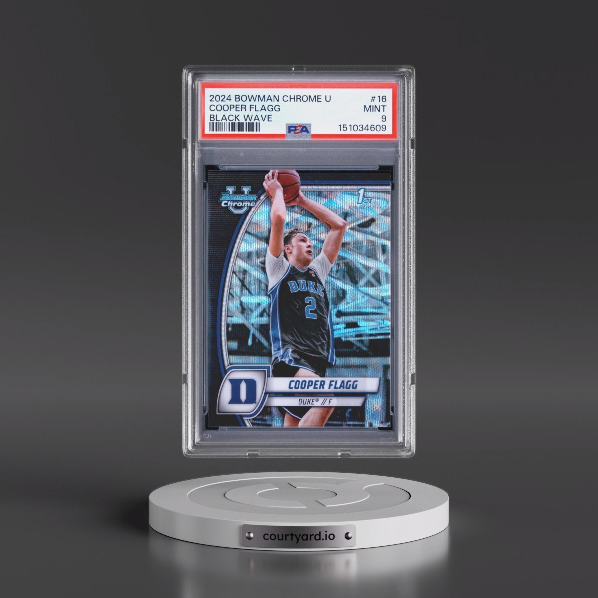2024 Bowman Chrome University #16 Cooper Flagg - Black Wave (PSA 9 MINT)