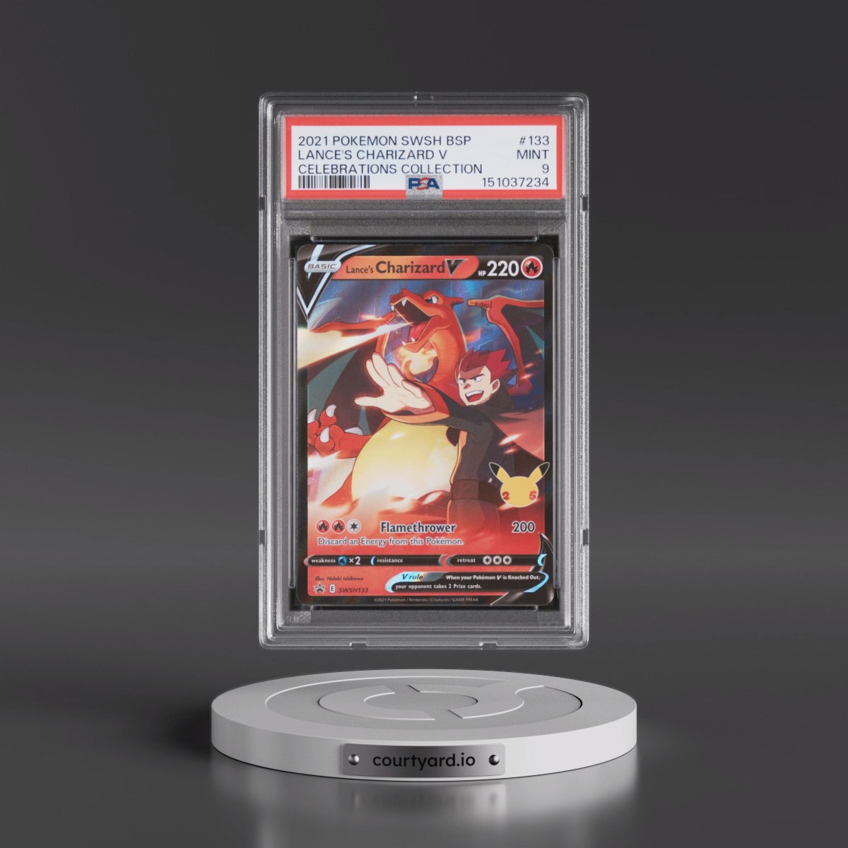 2021 Pokémon Swsh Black Star Promo #133 Lance's Charizard V - Holo Celebrations Collection (PSA 9 MINT)